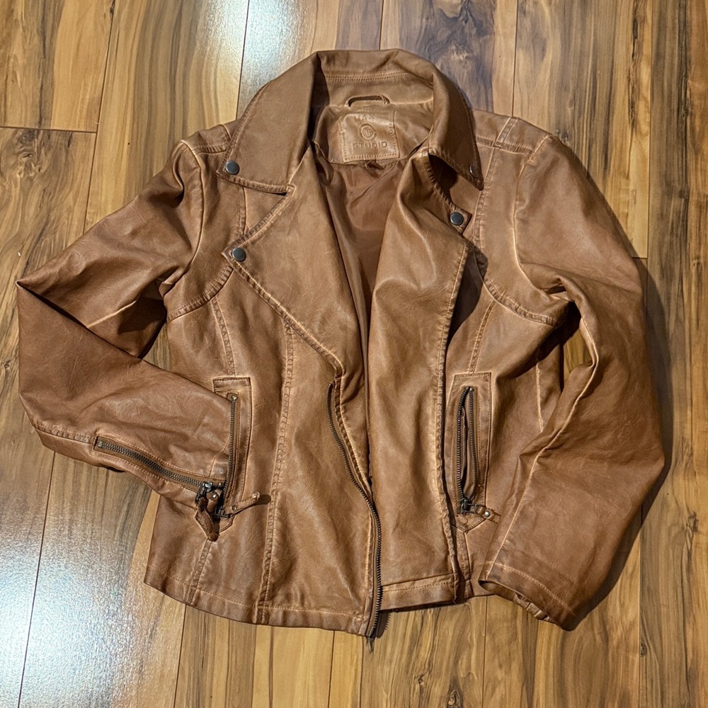 Max Studio Light Brown Faux Leather Jacket